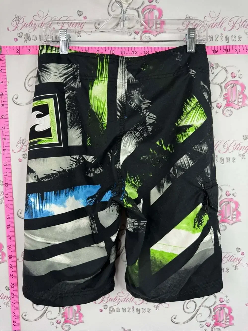 Billabong shorts board Black Swim Board Shorts with Green Blue Graphic vintage